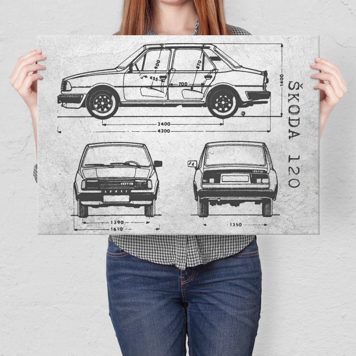 Poster metal Skoda 120 Samochód Auto Motoryzacja Patent Stone gift