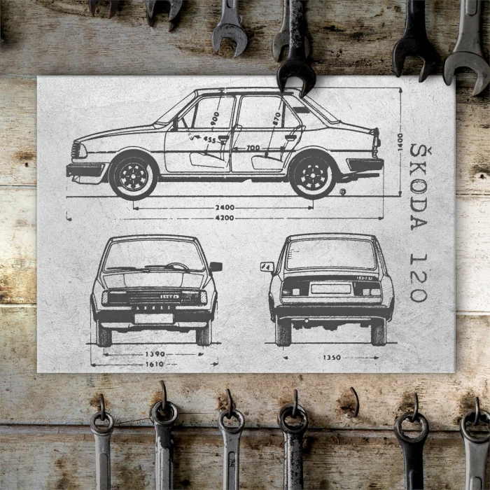 Poster metal Skoda 120 Samochód Auto Motoryzacja Patent Stone gift
