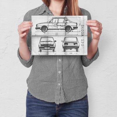 Plakat metalowy Skoda 120 Samochód Auto Motoryzacja Patent Daily Prezent