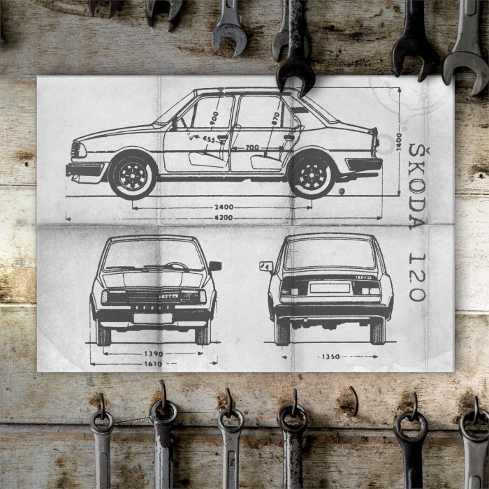 Poster metal Skoda 120 Samochód Auto Motoryzacja Patent Daily gift