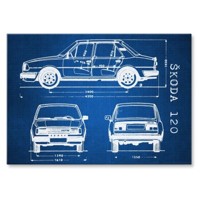 Poster metal Skoda 120 Samochód Auto Motoryzacja Patent Tech gift