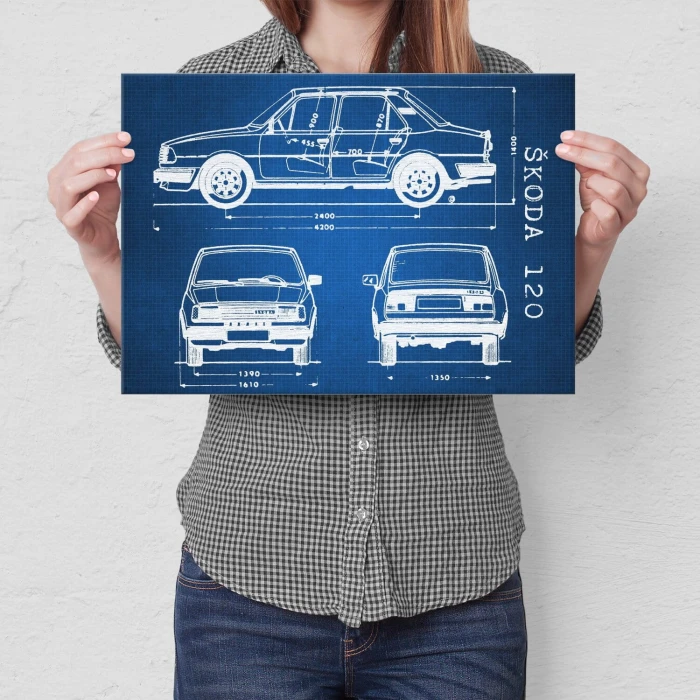 Poster metal Skoda 120 Samochód Auto Motoryzacja Patent Tech gift