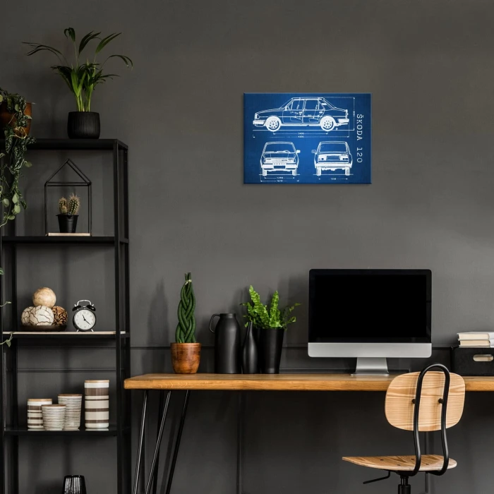 Poster metal Skoda 120 Samochód Auto Motoryzacja Patent Tech gift