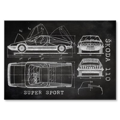 Poster metal Skoda 110 SPORT Samochód Auto Motoryzacja Patent Slate gift