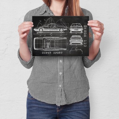 Plakat metalowy Skoda 110 SPORT Samochód Auto Motoryzacja Patent Slate Prezent