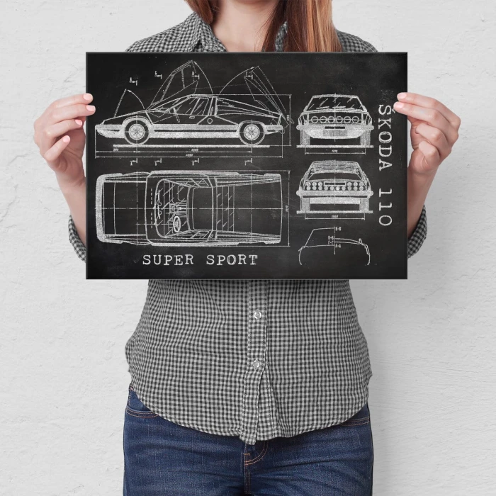 Poster metal Skoda 110 SPORT Samochód Auto Motoryzacja Patent Slate gift