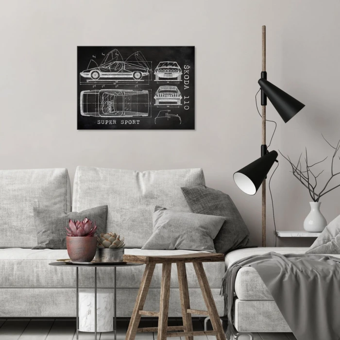 Plakat metalowy Skoda 110 SPORT Samochód Auto Motoryzacja Patent Slate Prezent