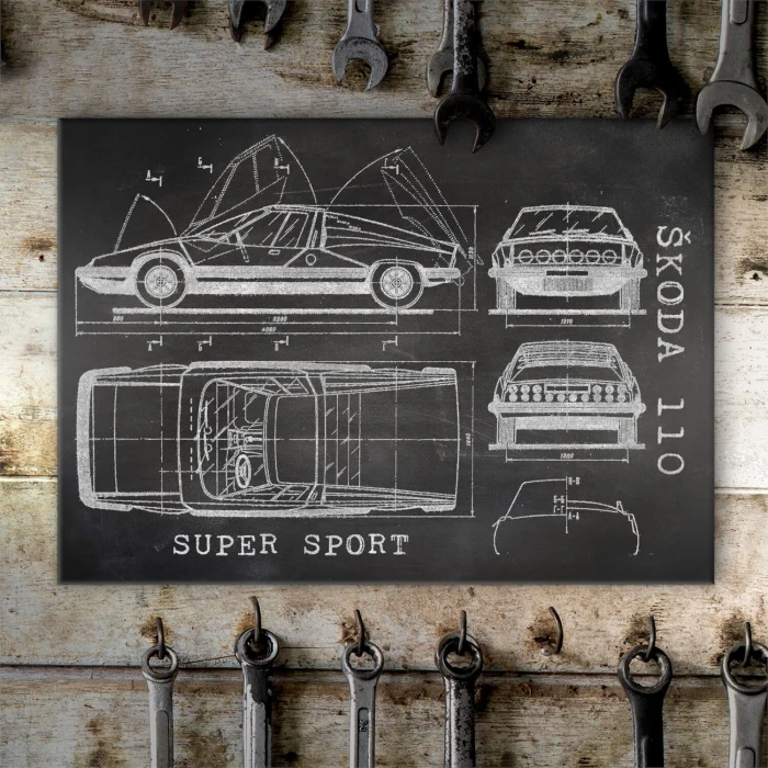 Plakat metalowy Skoda 110 SPORT Samochód Auto Motoryzacja Patent Slate Prezent