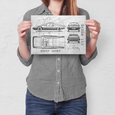 Plakat metalowy Skoda 110 SUPER SPORT Samochód Auto Motoryzacja Patent Stone Prezent