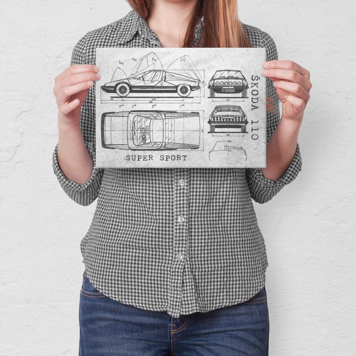 Poster metal Skoda 110 SUPER SPORT Samochód Auto Motoryzacja Patent Stone gift