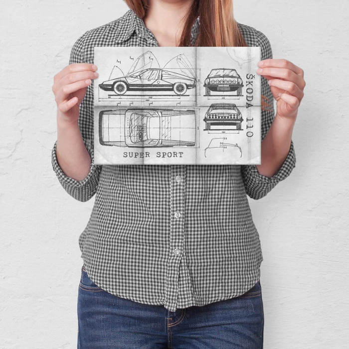 Poster metal Skoda 110 SUPER SPORT Samochód Auto Motoryzacja Patent Daily gift