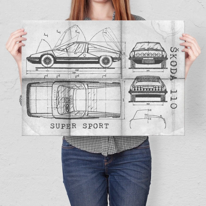 Poster metal Skoda 110 SUPER SPORT Samochód Auto Motoryzacja Patent Daily gift
