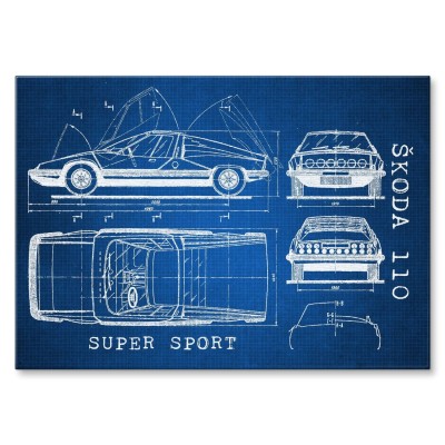 Plakat metalowy Skoda 110 SUPER SPORT Samochód Auto Motoryzacja Patent Tech Prezent