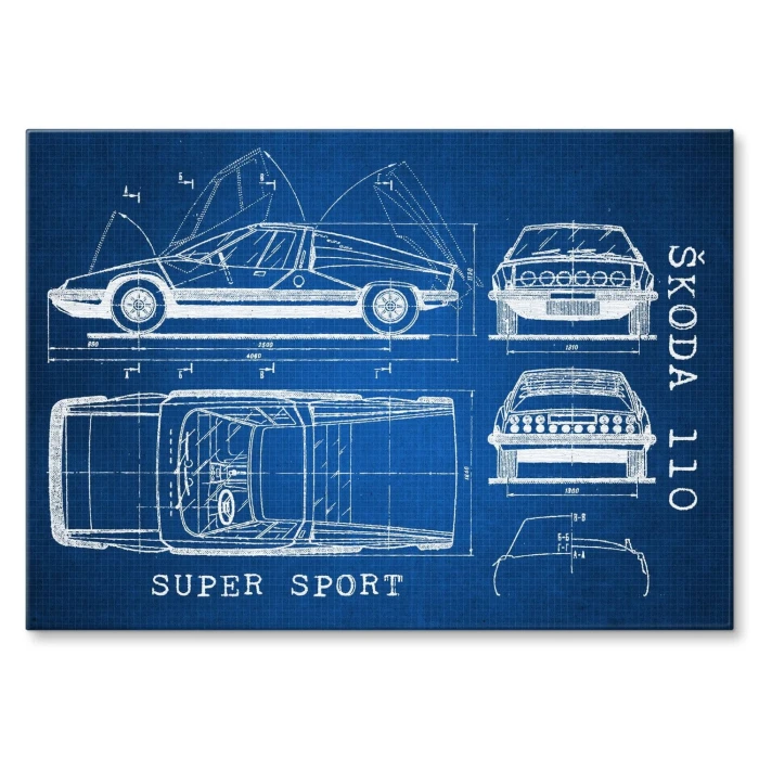 Poster metal Skoda 110 SUPER SPORT Samochód Auto Motoryzacja Patent Tech gift