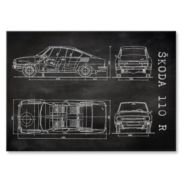 Plakat metalowy Skoda 110 R Samochód Auto Motoryzacja Patent Slate Prezent