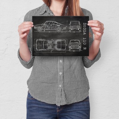Plakat metalowy Skoda 110 R Samochód Auto Motoryzacja Patent Slate Prezent