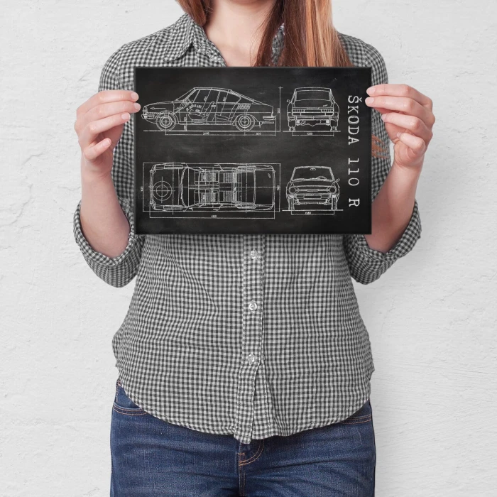 Plakat metalowy Skoda 110 R Samochód Auto Motoryzacja Patent Slate Prezent