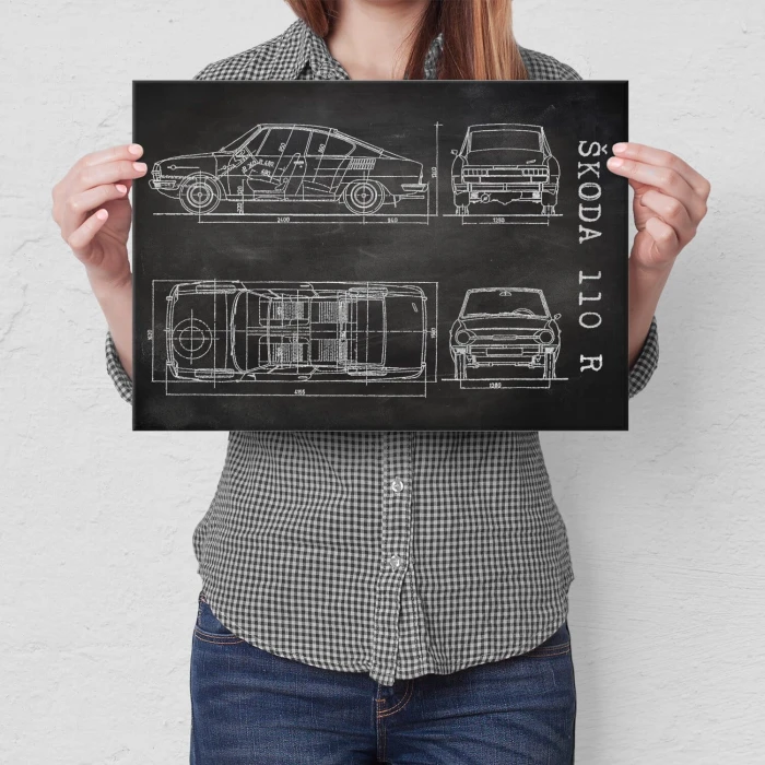 Poster metal Skoda 110 R Samochód Auto Motoryzacja Patent Slate gift