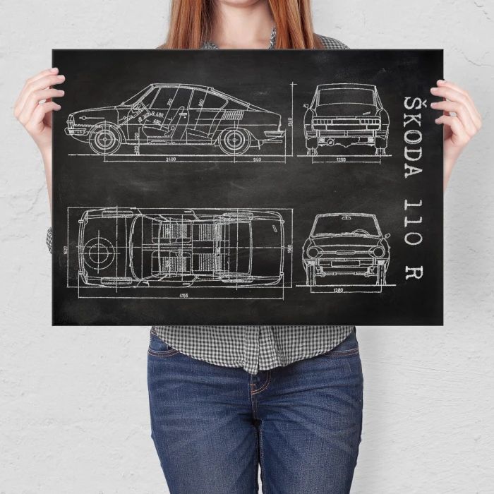 Plakat metalowy Skoda 110 R Samochód Auto Motoryzacja Patent Slate Prezent