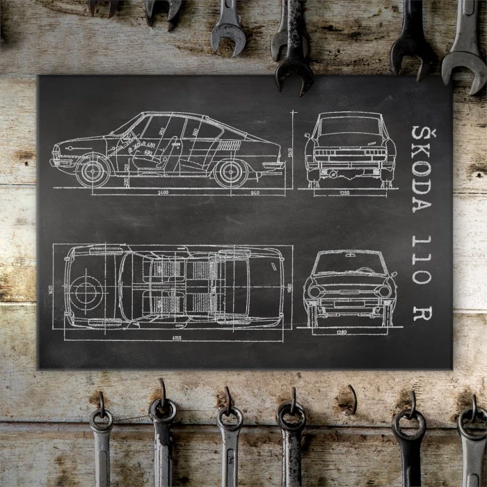 Plakat metalowy Skoda 110 R Samochód Auto Motoryzacja Patent Slate Prezent