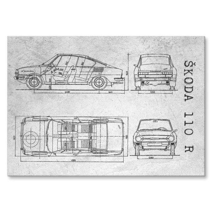 Plakat metalowy Skoda 110 R Samochód Auto Motoryzacja Patent Stone Prezent