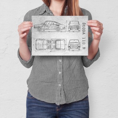 Plakat metalowy Skoda 110 R Samochód Auto Motoryzacja Patent Stone Prezent