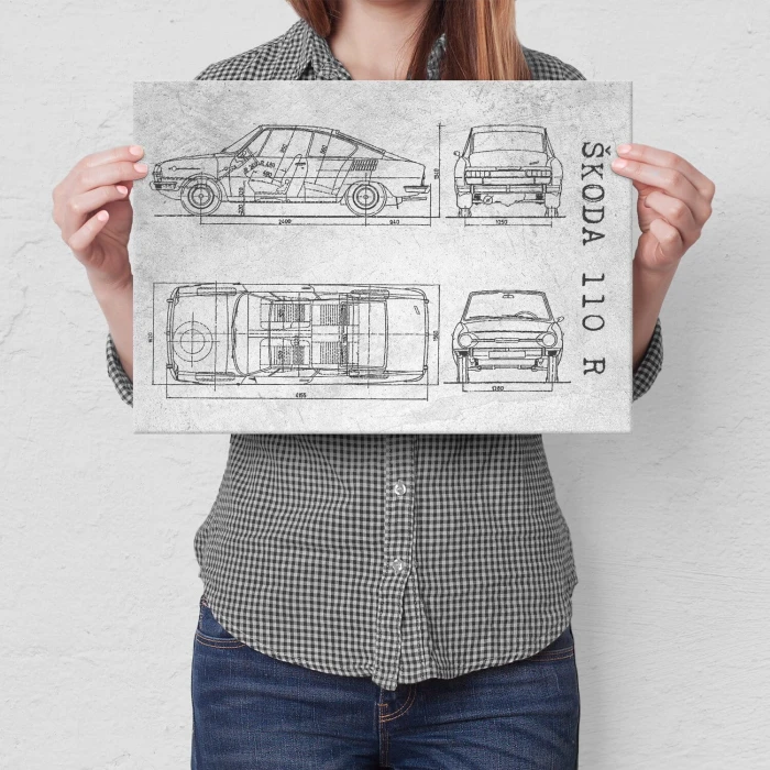Plakat metalowy Skoda 110 R Samochód Auto Motoryzacja Patent Stone Prezent