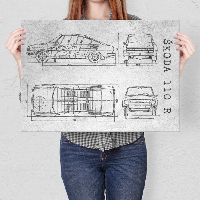 Plakat metalowy Skoda 110 R Samochód Auto Motoryzacja Patent Stone Prezent