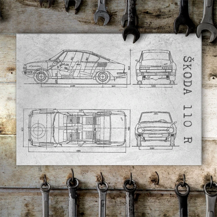 Poster metal Skoda 110 R Samochód Auto Motoryzacja Patent Stone gift