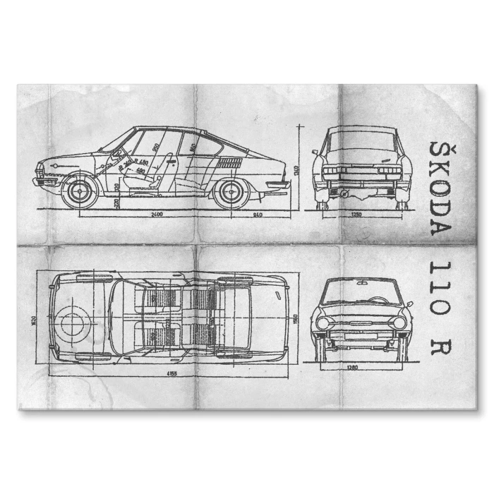 Poster metal Skoda 110 R Samochód Auto Motoryzacja Patent Daily gift