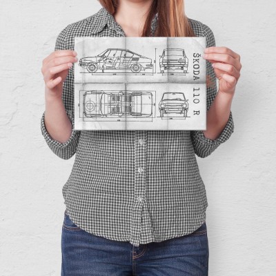Plakat metalowy Skoda 110 R Samochód Auto Motoryzacja Patent Daily Prezent