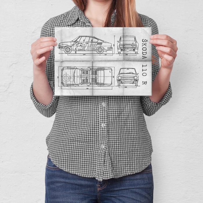 Plakat metalowy Skoda 110 R Samochód Auto Motoryzacja Patent Daily Prezent