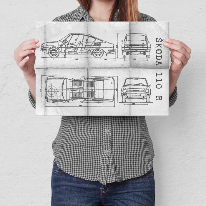 Plakat metalowy Skoda 110 R Samochód Auto Motoryzacja Patent Daily Prezent