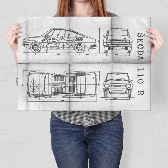 Poster metal Skoda 110 R Samochód Auto Motoryzacja Patent Daily gift