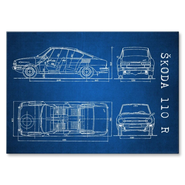 Poster metal Skoda 110 R Samochód Auto Motoryzacja Patent Tech gift