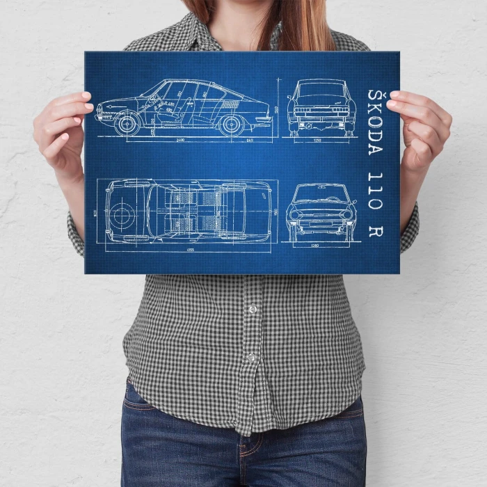 Poster metal Skoda 110 R Samochód Auto Motoryzacja Patent Tech gift