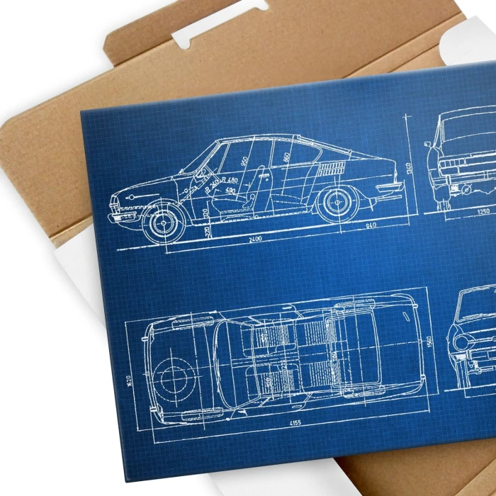 Plakat metalowy Skoda 110 R Samochód Auto Motoryzacja Patent Tech Prezent