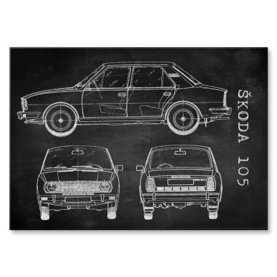 Poster metal Skoda 105  Samochód Auto Motoryzacja Patent Slate gift