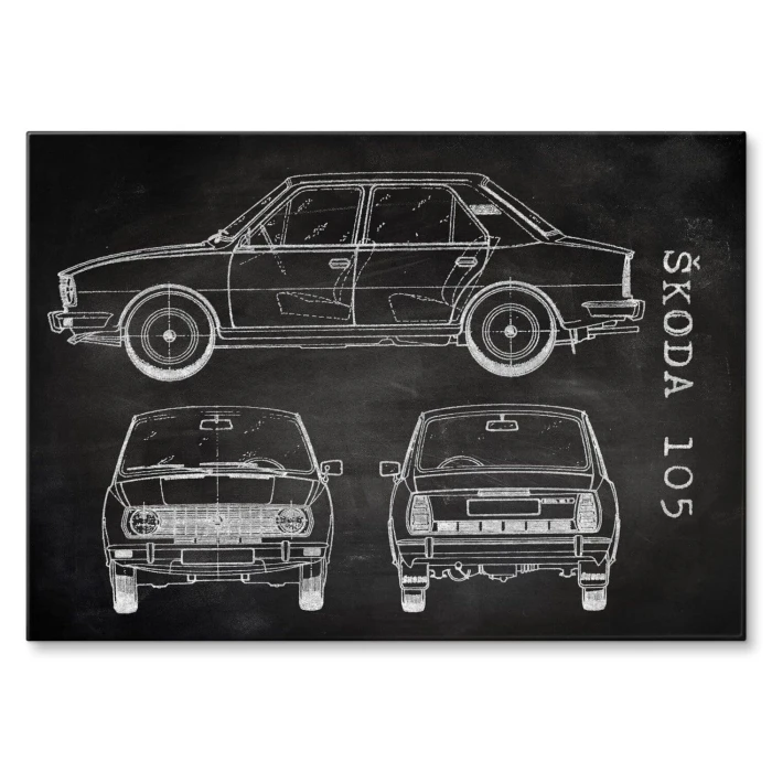 Plakat metalowy Skoda 105  Samochód Auto Motoryzacja Patent Slate Prezent