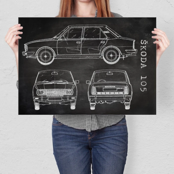 Poster metal Skoda 105  Samochód Auto Motoryzacja Patent Slate gift