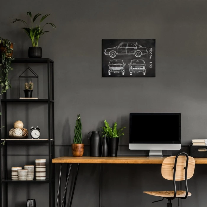 Plakat metalowy Skoda 105  Samochód Auto Motoryzacja Patent Slate Prezent