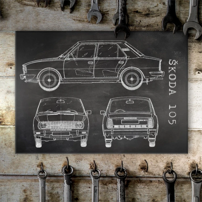 Poster metal Skoda 105  Samochód Auto Motoryzacja Patent Slate gift