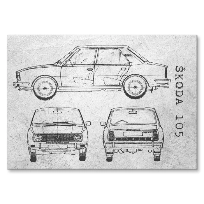 Poster metal Skoda 105 Samochód Auto Motoryzacja Patent Stone gift