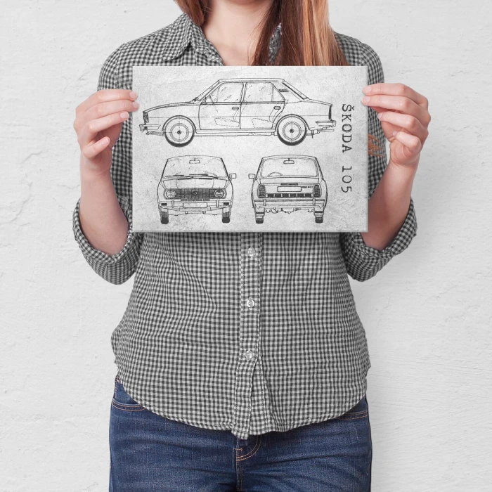 Poster metal Skoda 105 Samochód Auto Motoryzacja Patent Stone gift