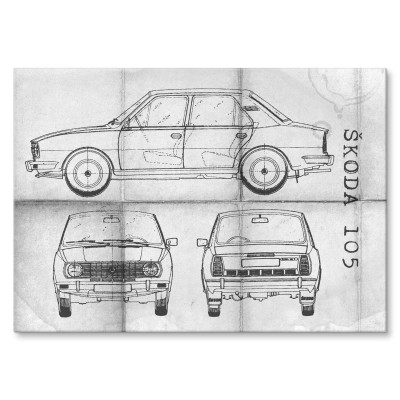 Plakat metalowy Skoda 105 Samochód Auto Motoryzacja Patent Daily Prezent