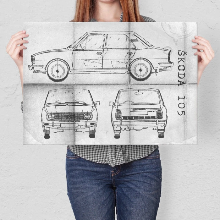 Poster metal Skoda 105 Samochód Auto Motoryzacja Patent Daily gift