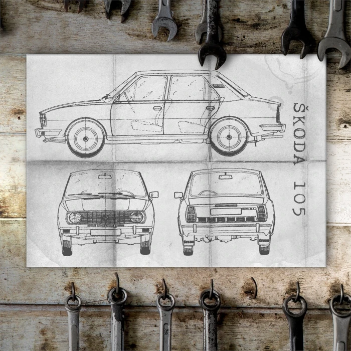 Poster metal Skoda 105 Samochód Auto Motoryzacja Patent Daily gift