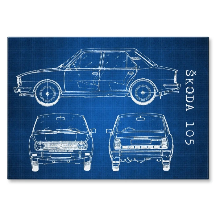 Poster metal Skoda 105 Samochód Auto Motoryzacja Patent Tech gift