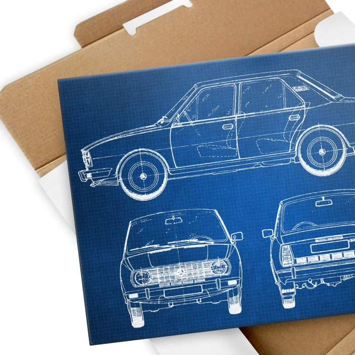 Poster metal Skoda 105 Samochód Auto Motoryzacja Patent Tech gift