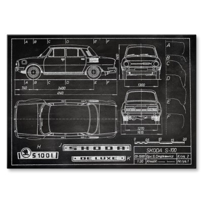 Poster metal Skoda 100 Samochód Auto Motoryzacja Patent Slate gift